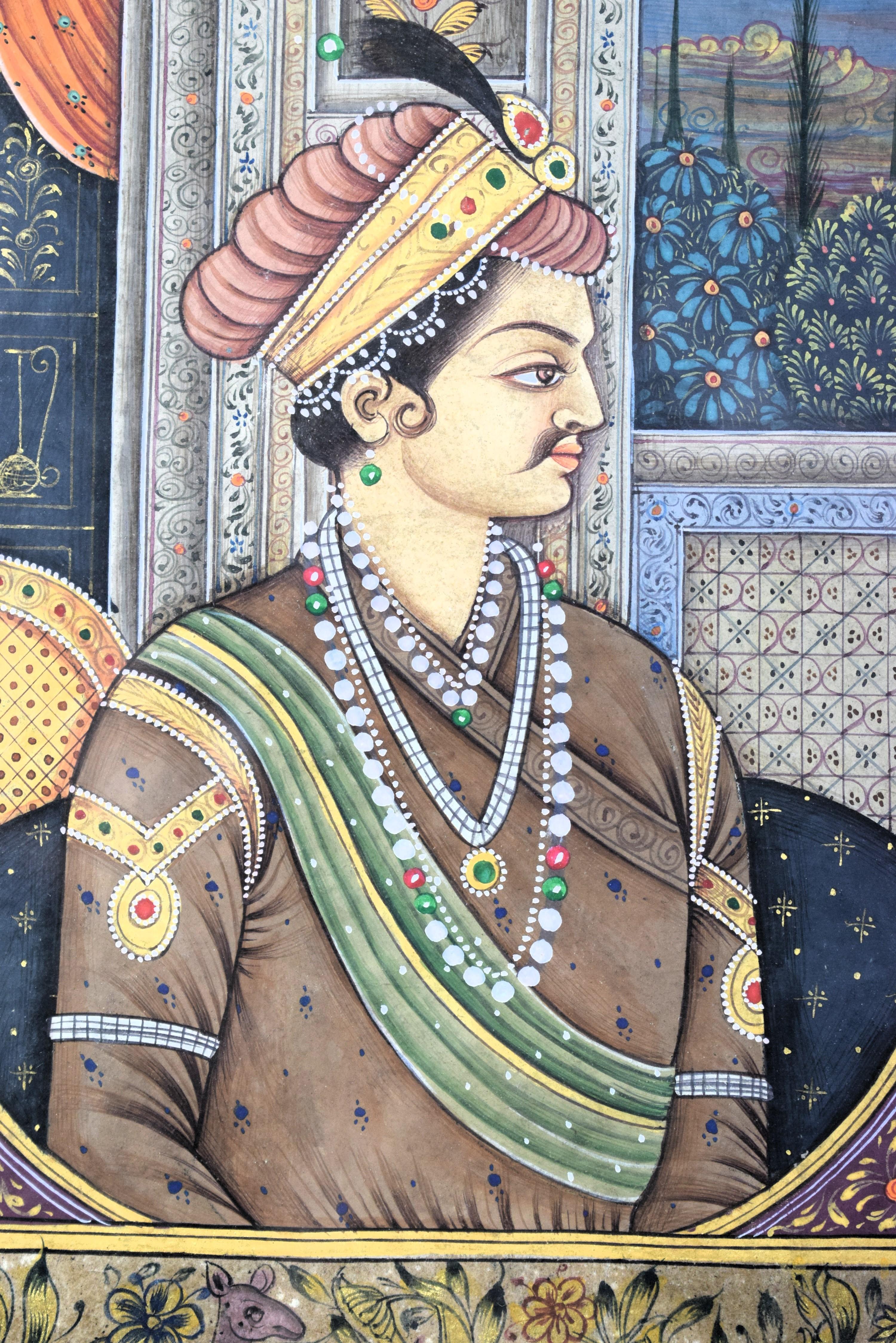 Miniatur-Porträt des Moghul-Kaisers Akbar und Jodha Bai, 19. (19. Jahrhundert) im Angebot