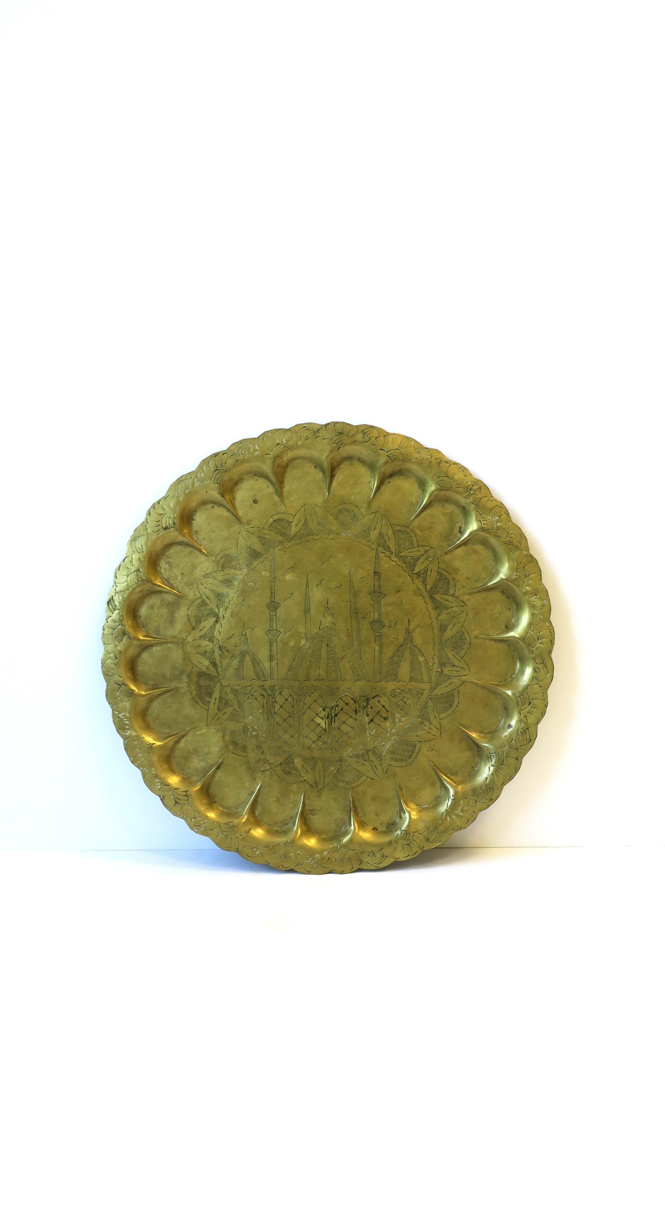 African Mughal Moorish Brass Serving Tray For Sale