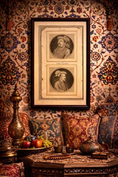 Mughal Nobles Asad Khan & Khan Jahan Portrait Engraving, Valentijn, c.1726