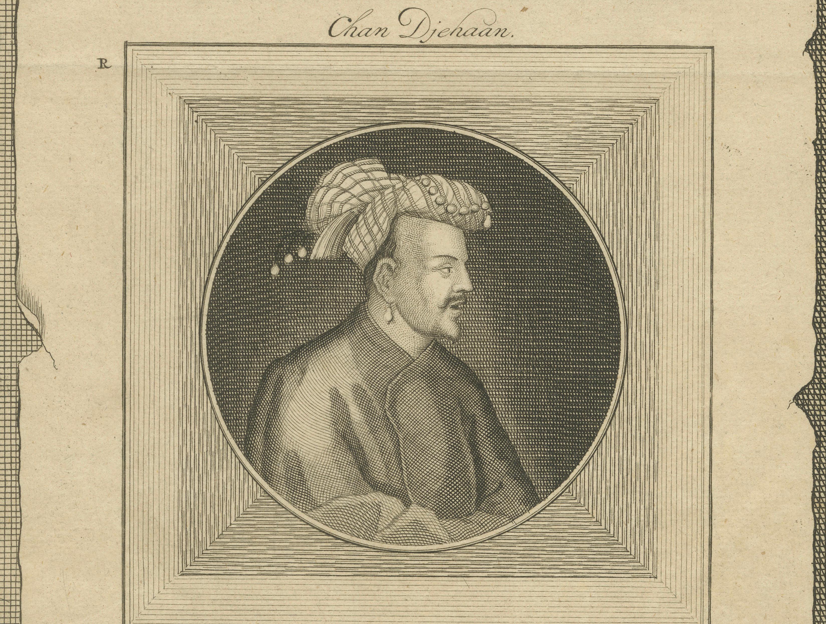 Mughal Nobles Asad Khan & Khan Jahan Portrait Engraving, Valentijn, c.1726