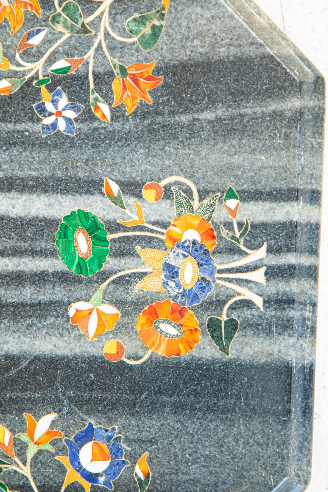 Mughal Rajasthani Mármol Negro Incrustación Pietra DURA Sobremesa India en venta 3