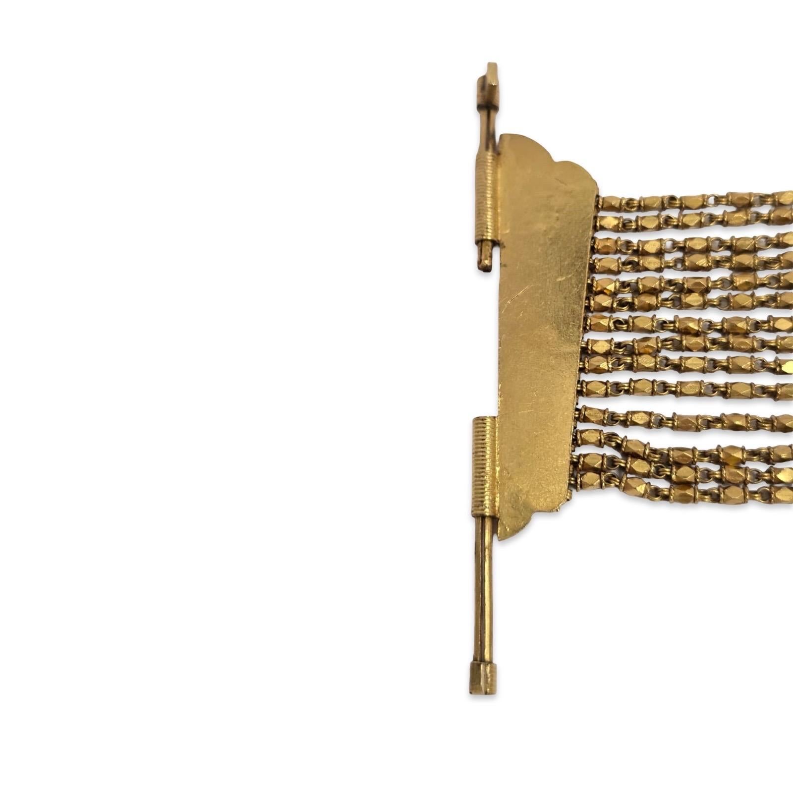 Mughal Revival 22K Enamel Wide Mesh Bracelet Handmade For Sale 7