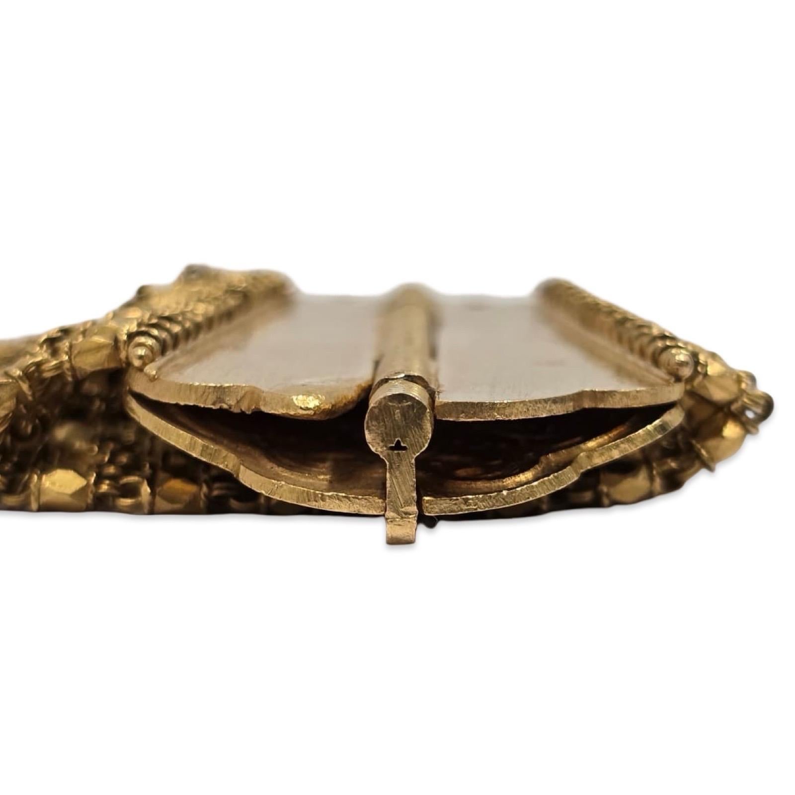 Mughal Revival 22K Enamel Wide Mesh Bracelet Handmade For Sale 10