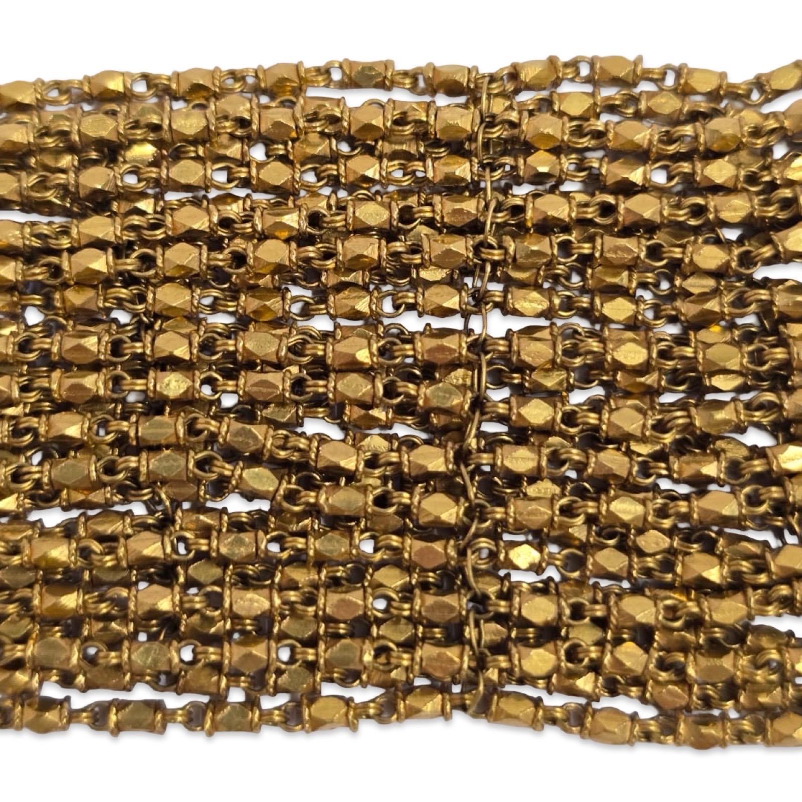 Mughal Revival 22K Enamel Wide Mesh Bracelet Handmade For Sale 13