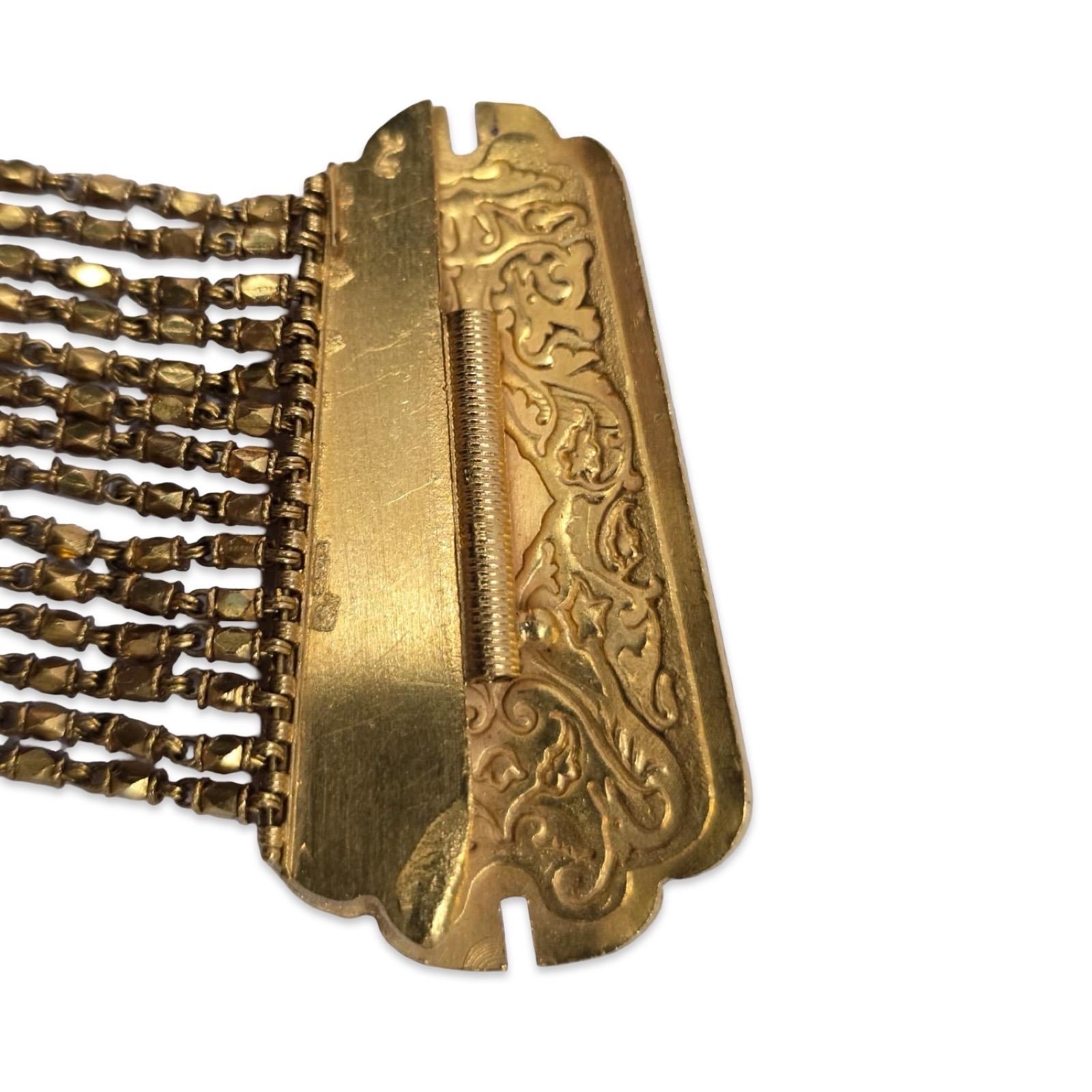 Mughal Revival 22K Enamel Wide Mesh Bracelet Handmade For Sale 5