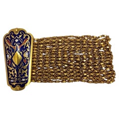 Mughal Revival 22K Enamel Wide Mesh Bracelet Handmade Mughal Revival 22K Enamel Wide Mesh Bracelet Handmade