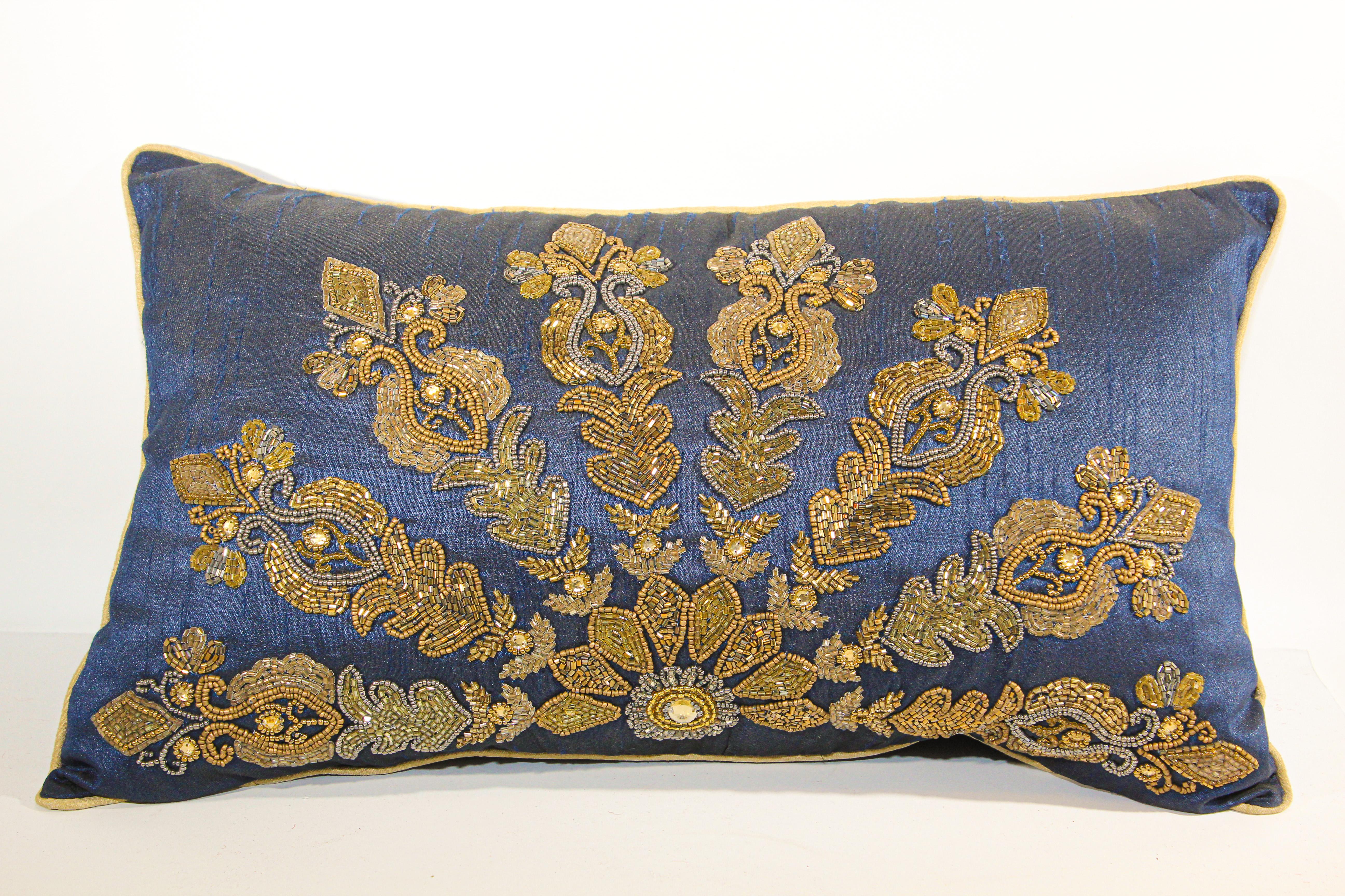 royal blue and gold cushions