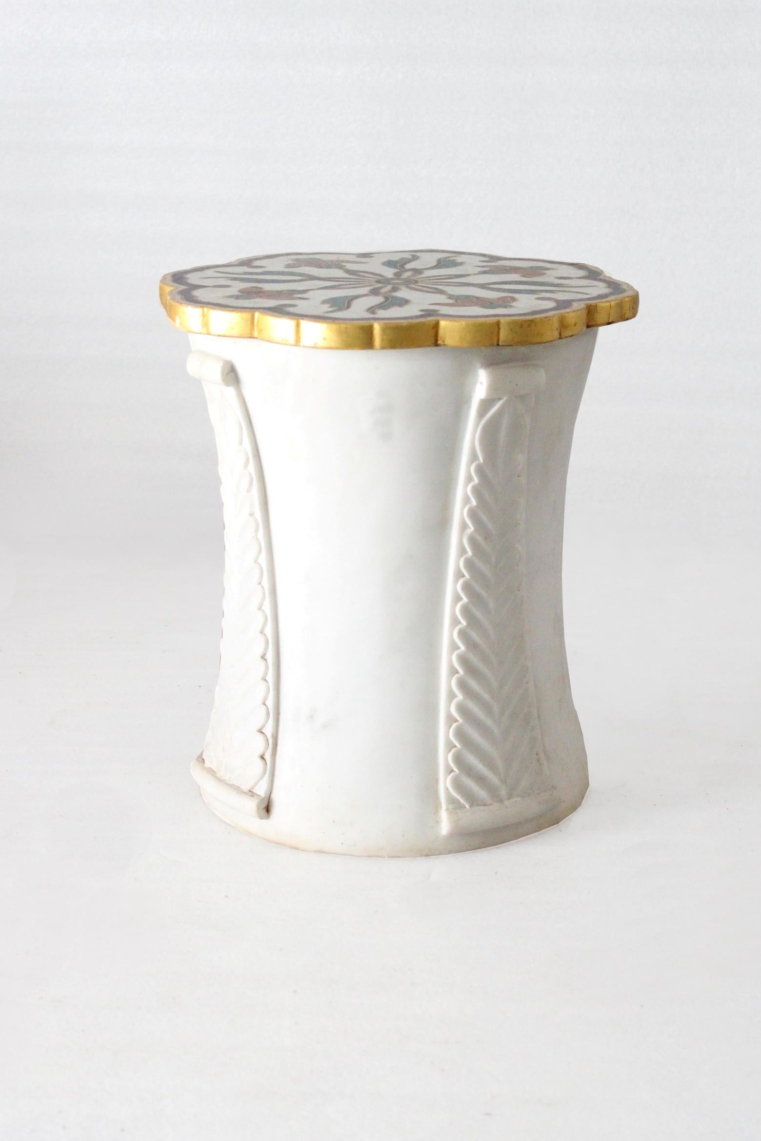 Contemporary Mughal Side Table in White Marble by Paul Mathieu for Stephanie Odegard For Sale