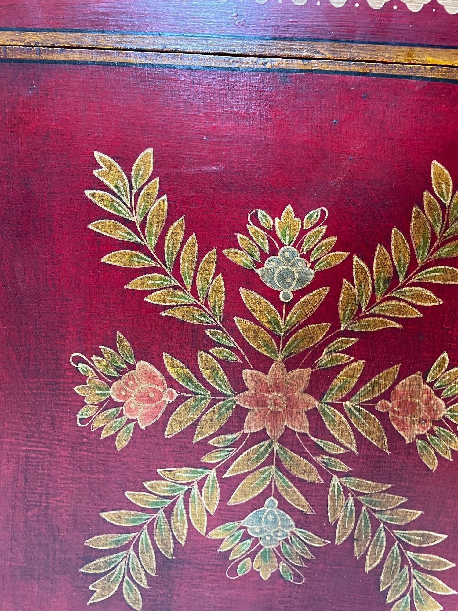 Mughal Style Folk Art Lacquer Hand bemalt dekorative Lagerung Trunk Beistelltisch im Angebot 5