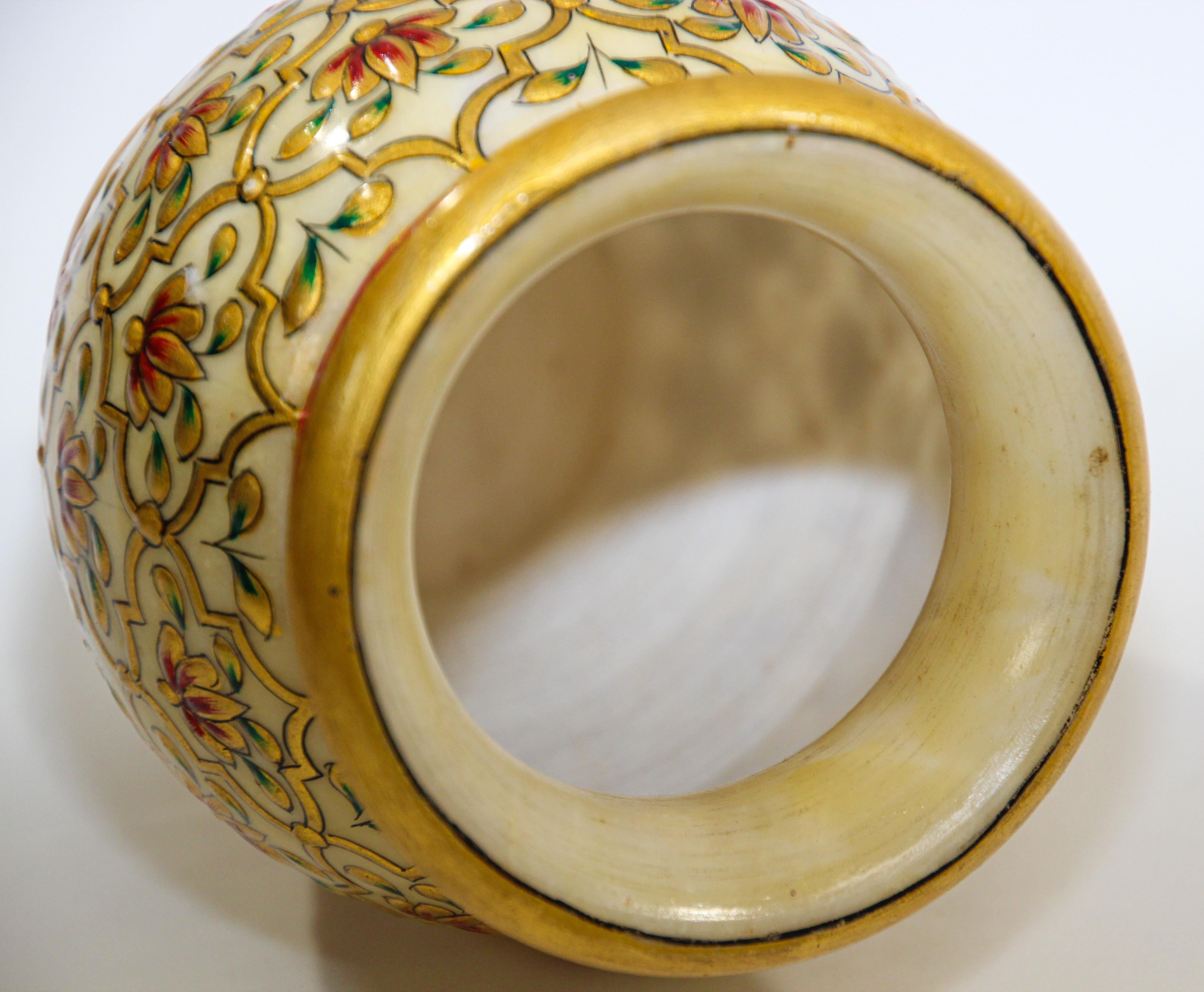 Mughal Style Makrana Marble Hand Painted Vase 1