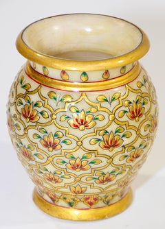 Mughal Style Makrana Marble Hand Painted Vase