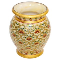 Mughal Style Makrana Marble Hand Painted Vase
