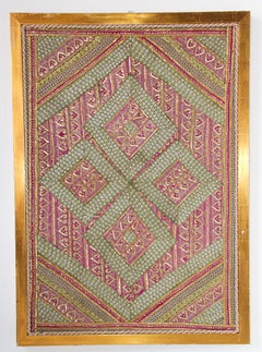Mughal Style Metal Threaded Tapestry Framed from Rajasthan, India