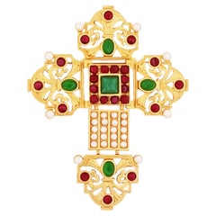 Mughal Style Ornate Filigree "Katharina" Cross Brooch By Elizabeth Taylor, 1994