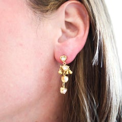 MUGHAL Vintage Dangle Drops Earrings In 22Kt Yellow Gold With Rock Quartz