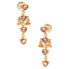 MUGHAL Vintage Dangle Drops Earrings In 22Kt Yellow Gold With Rock Quartz
