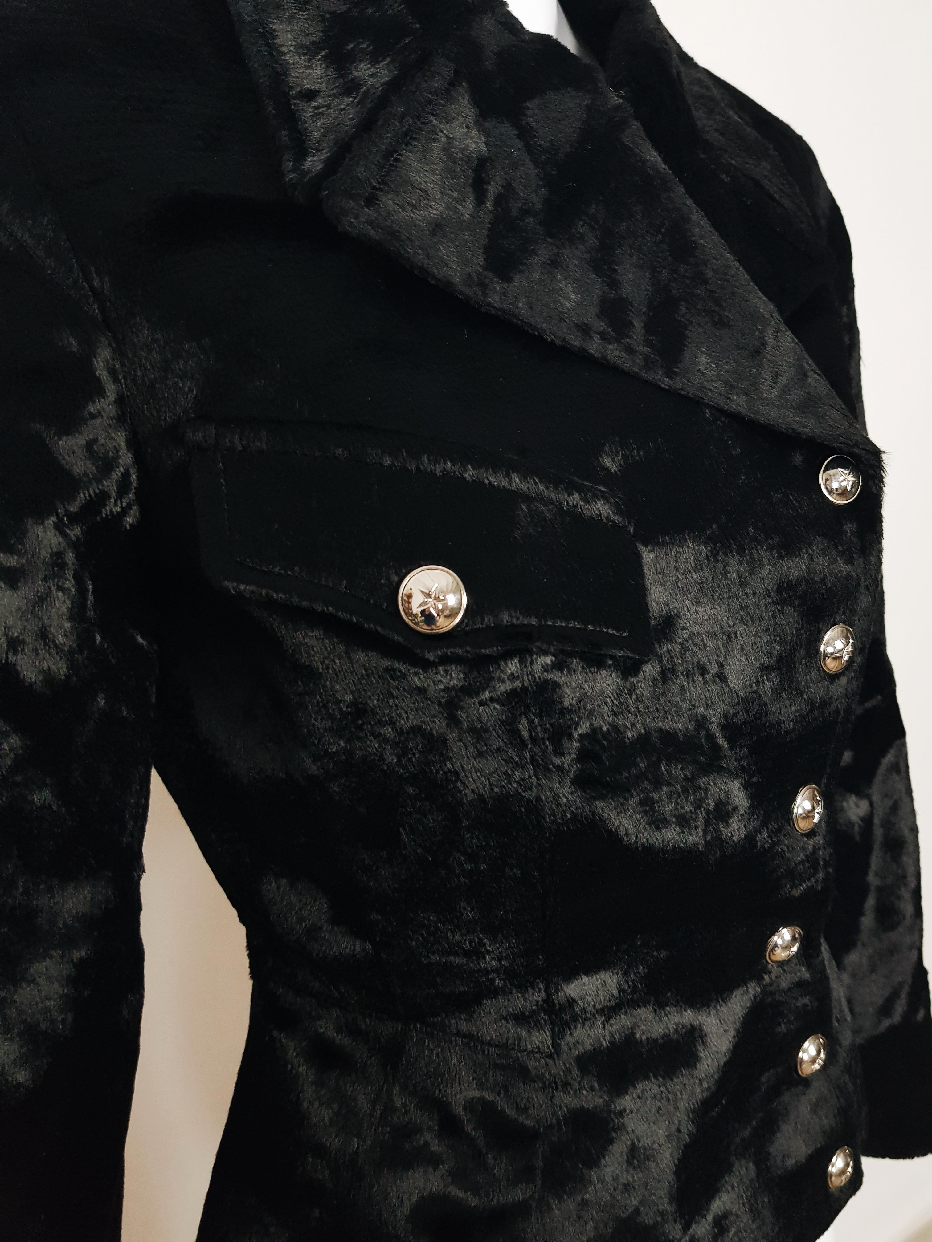 MUGLER 90S faux fur Biker jacket In New Condition For Sale In Genève, CH