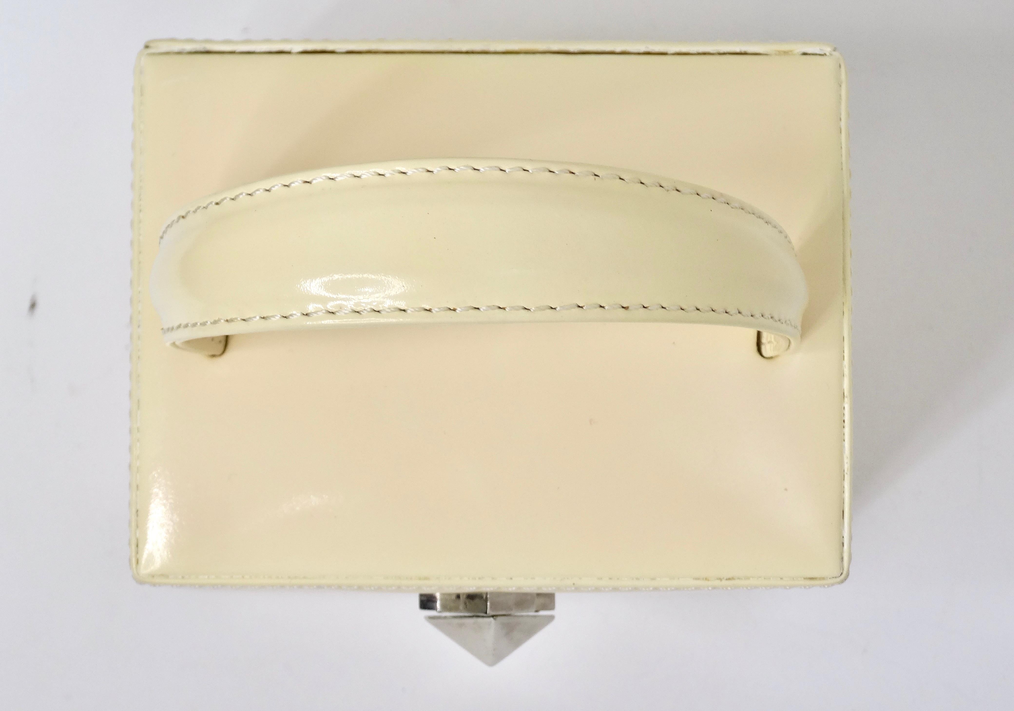 Mugler 90's Off-White Patent Mini Box Bag 3