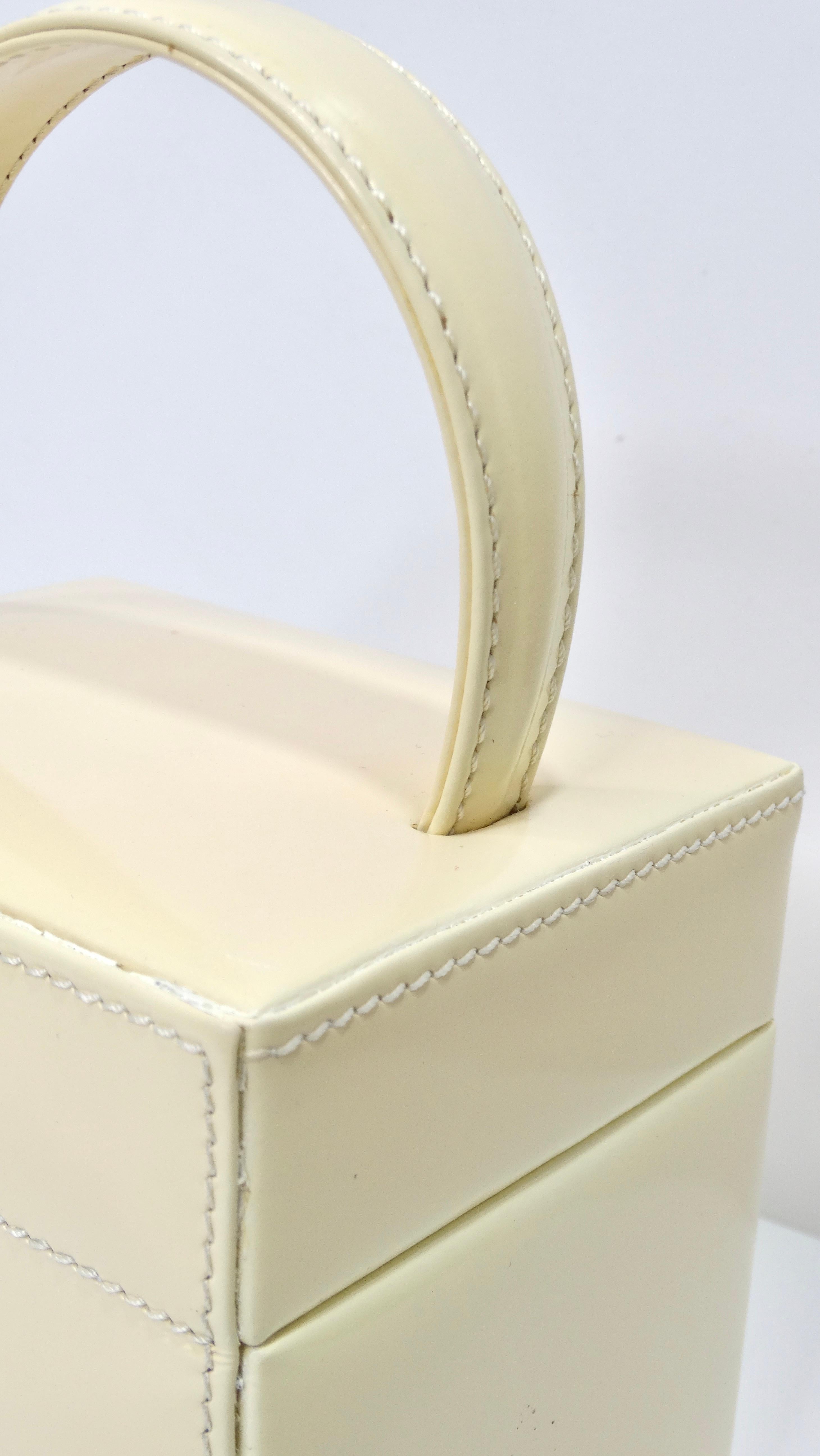 Mugler 90's Off-White Patent Mini Box Bag 6