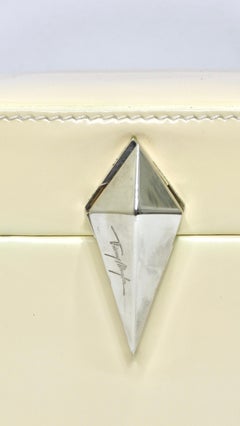 Mugler 90's Off-White Patent Mini Box Bag
