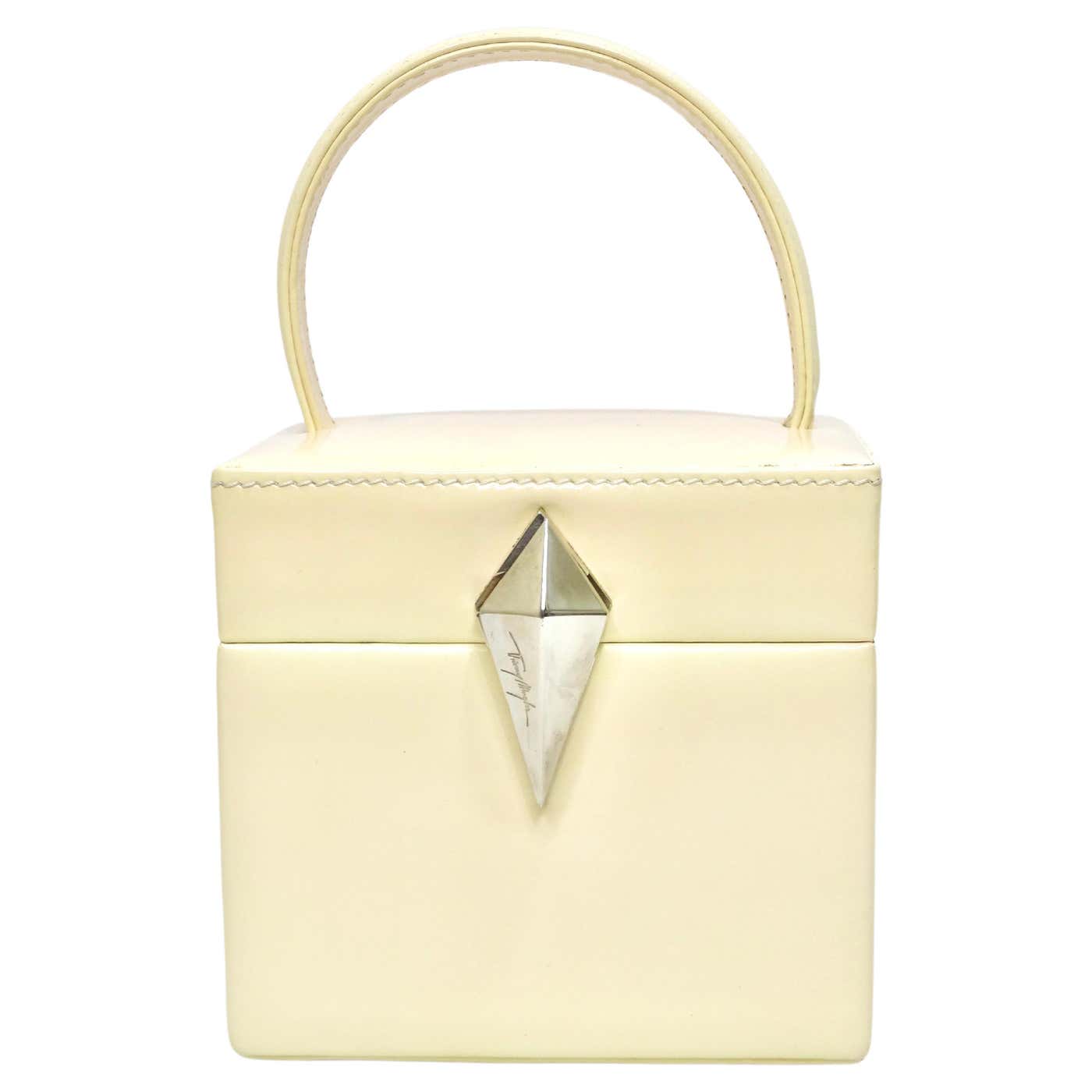 Mini Box Handbag Mugler 90's Off-White Patent Mini Box Bag For Sale at 1stDibs | mugler ...