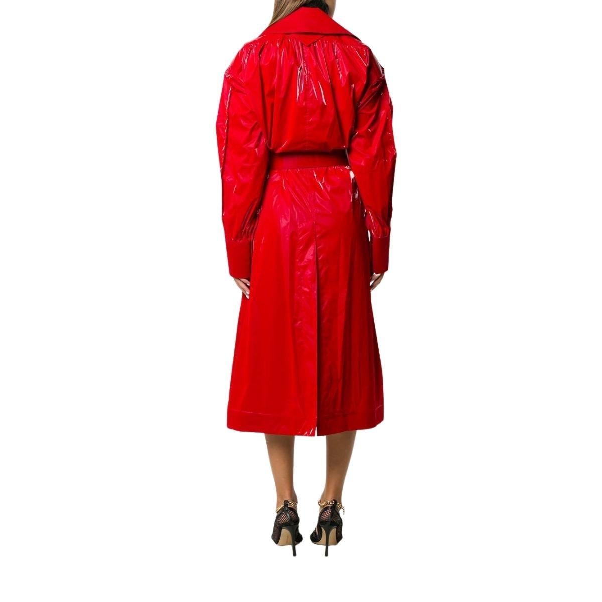 Mugler Belted Glossy Red Trench Coat FR 44 For Sale 1