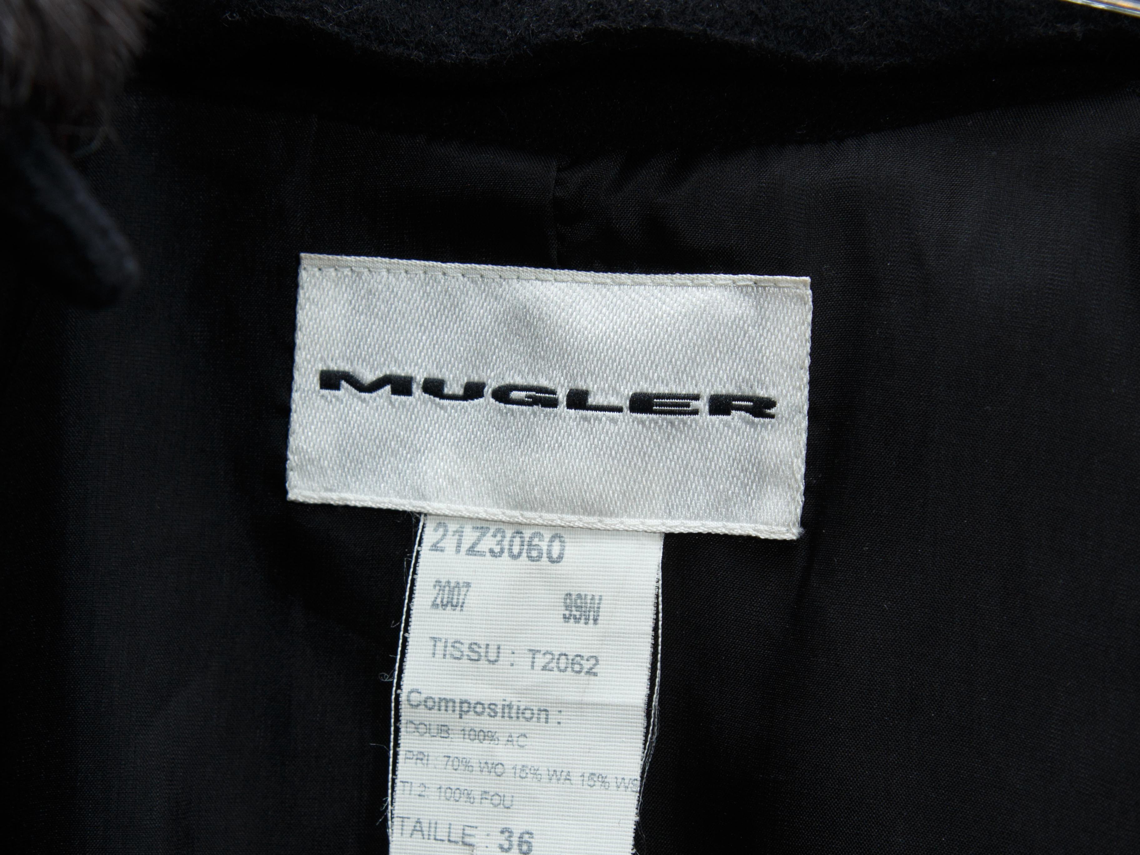 Women's Mugler Black 1990s Fur-Collar Cashmere Jacket