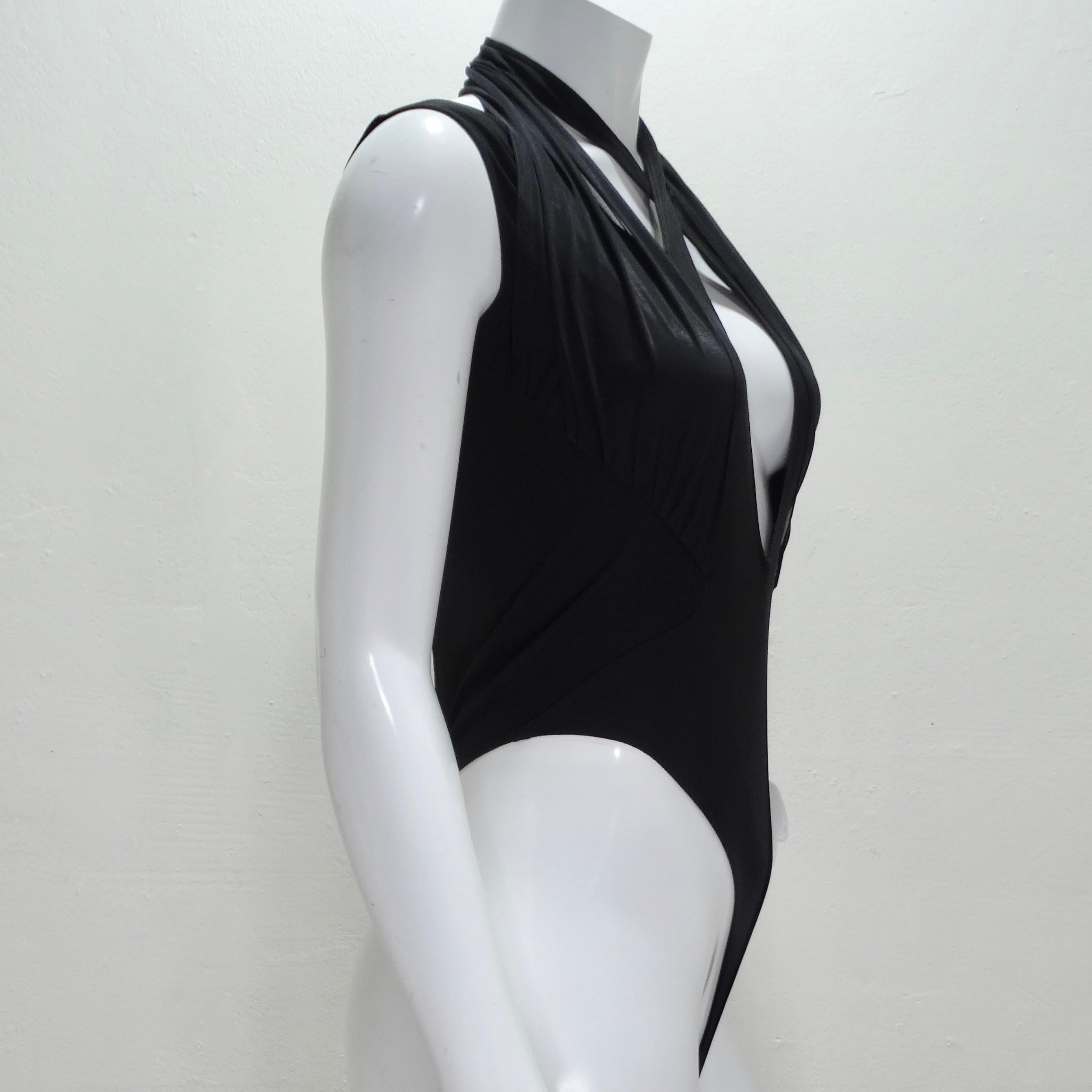 Mugler Black Criss Cross Bodysuit For Sale 1