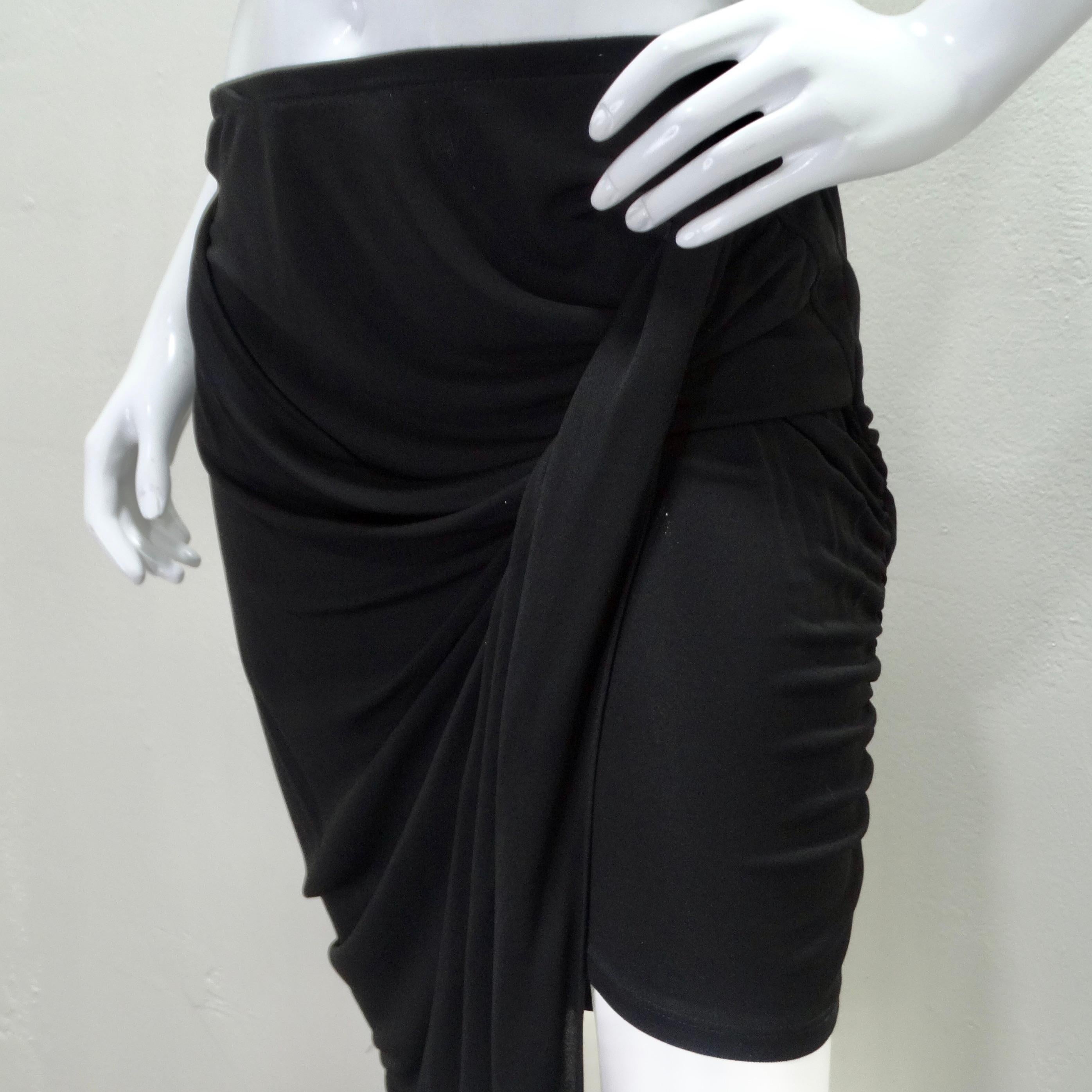 Mugler Black Draped Skirt In Excellent Condition For Sale In Scottsdale, AZ