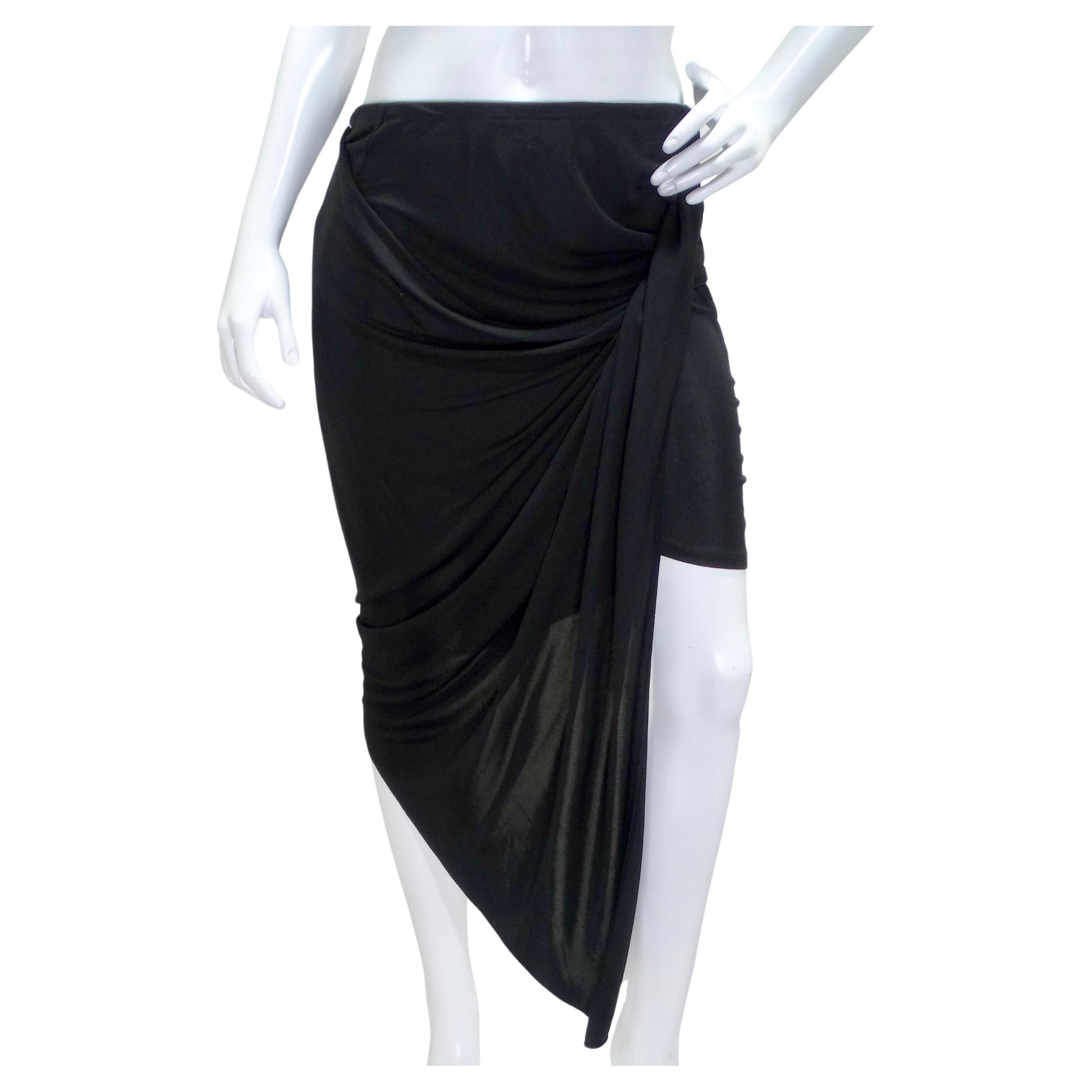 Mugler Black Draped Skirt For Sale