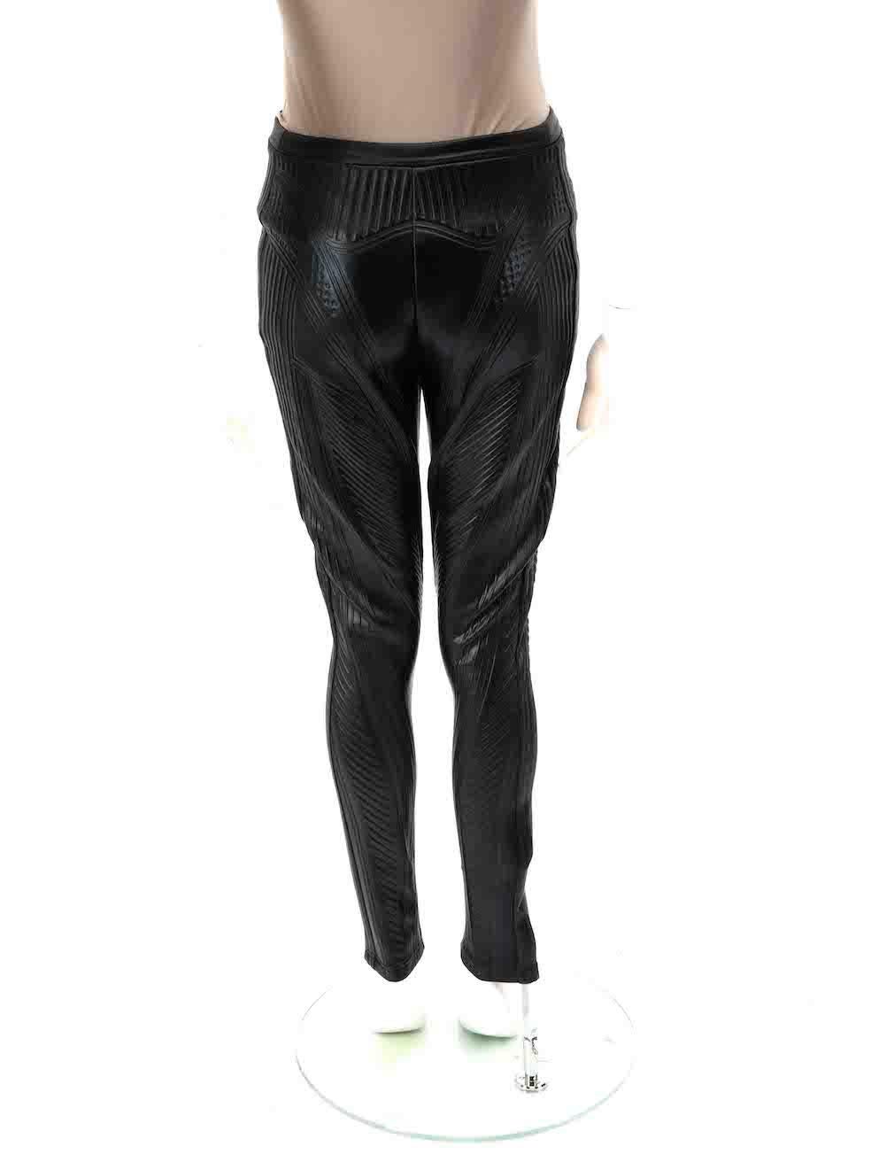 Mugler Black Embossed Iridescent Leggings Size M In Excellent Condition For Sale In London, GB