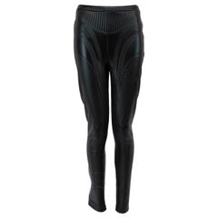 Mugler Black Embossed Iridescent Leggings Size M