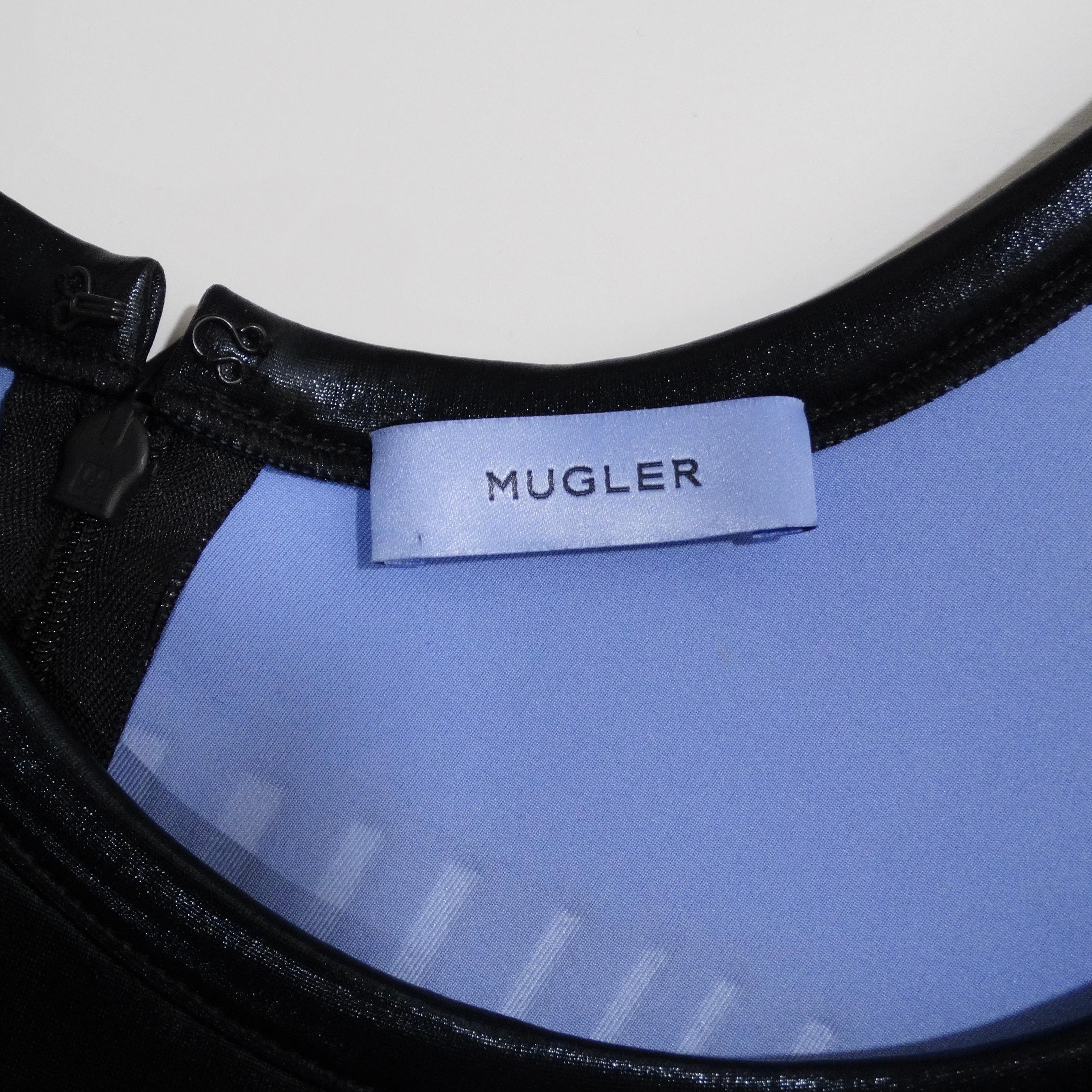 Mugler Schwarzer geprägter Scuba-Bodysuit mit Prägung im Angebot 6