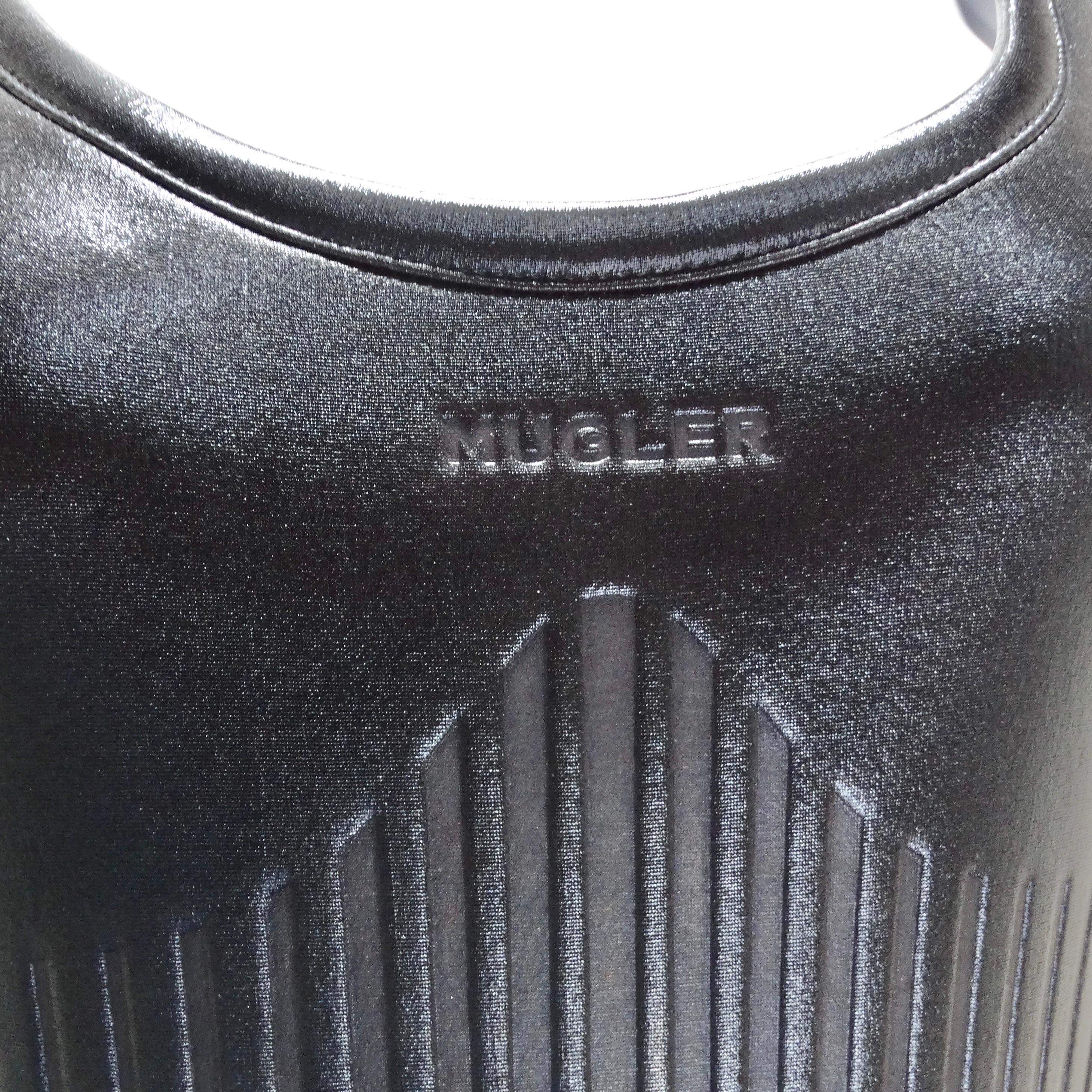 Women's or Men's Mugler Black Embossed Scuba Bodysuit For Sale