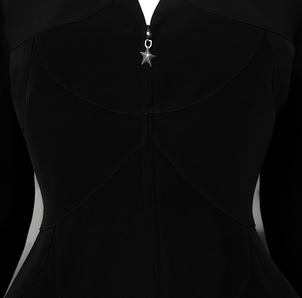 MUGLER Black Jacket Silver Metal Chain Details In Excellent Condition For Sale In Berlin, BE