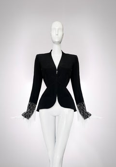 MUGLER Black Jacket Silver Metal Chain Details