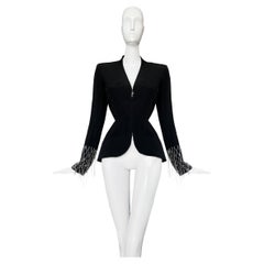 Vintage MUGLER Black Jacket Silver Metal Chain Details