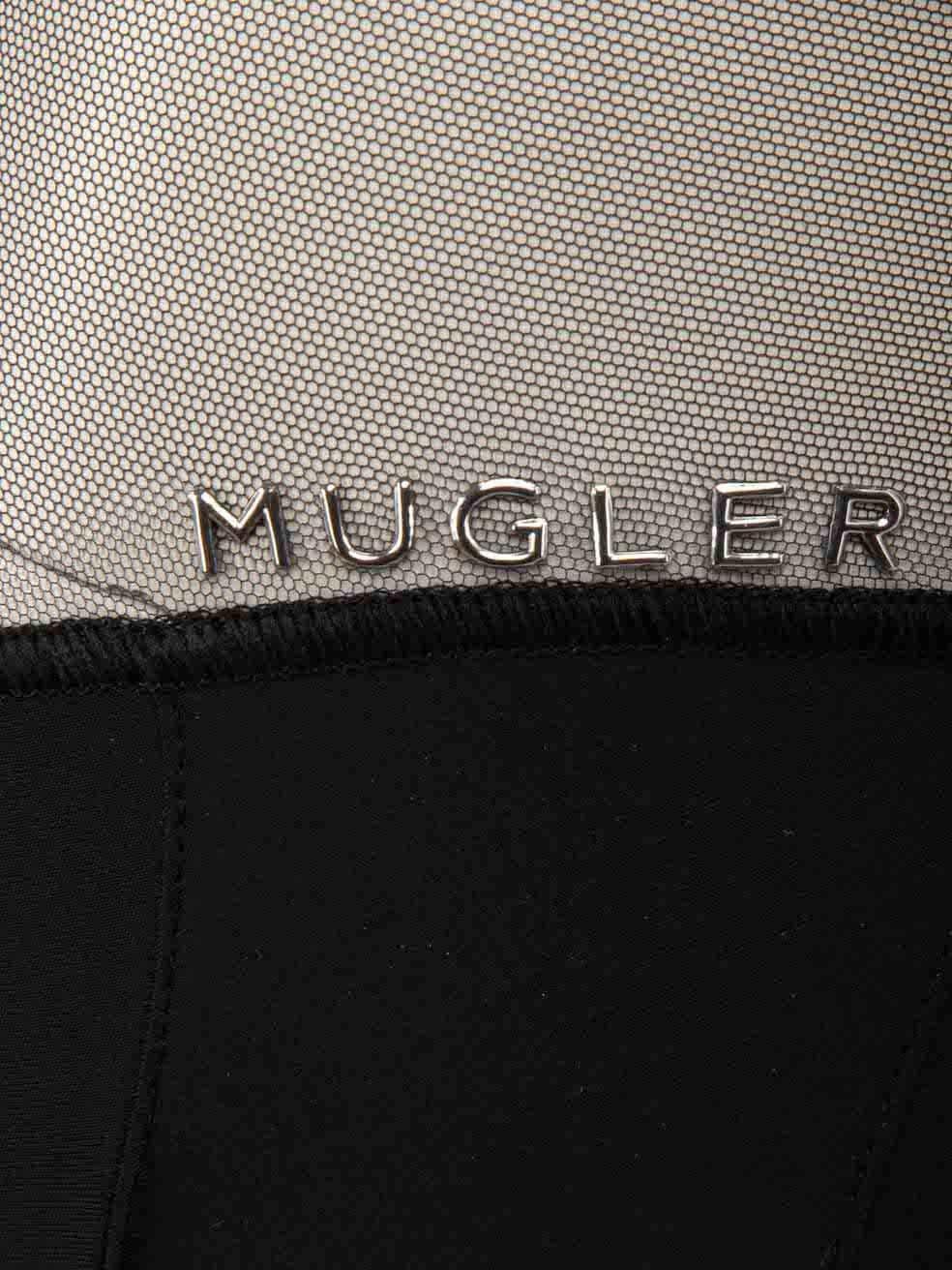 Mugler Schwarze Biker Shorts aus Netzgeflecht mit Paneelen Größe M Damen im Angebot