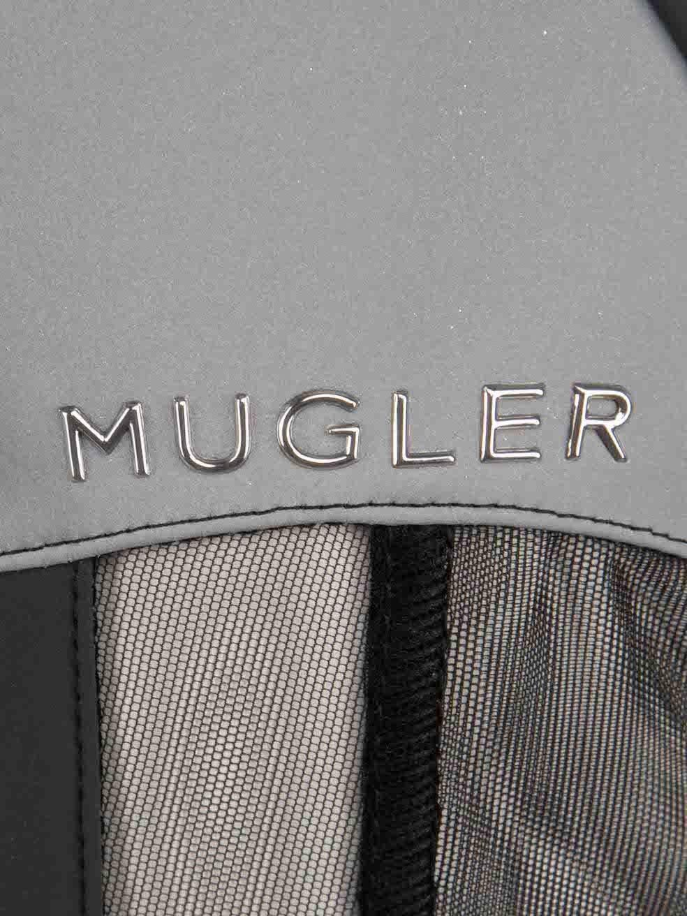 Women's Mugler Black Reflective Panel Mesh Mini Dress Size M For Sale