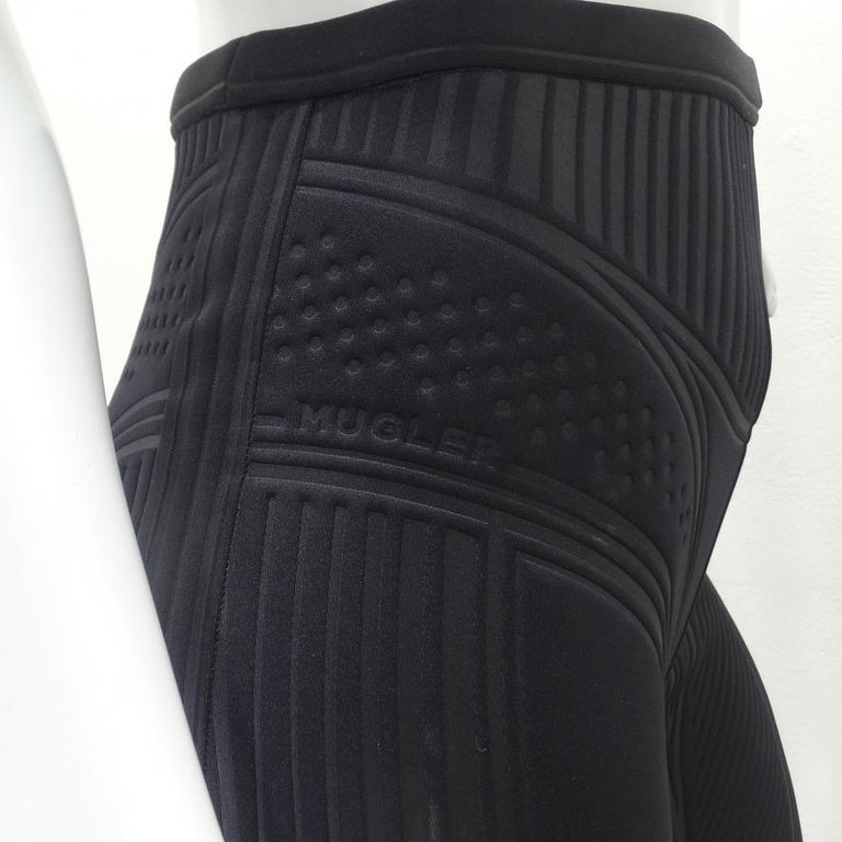 Mugler Black Scuba Bicycle Leggings For Sale at 1stDibs