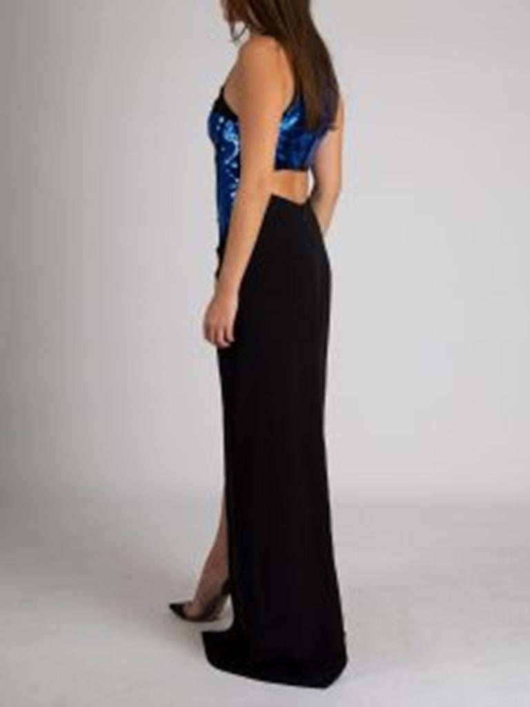 Mugler Black Sequinned Evening Maxi Dress Size M For Sale 2