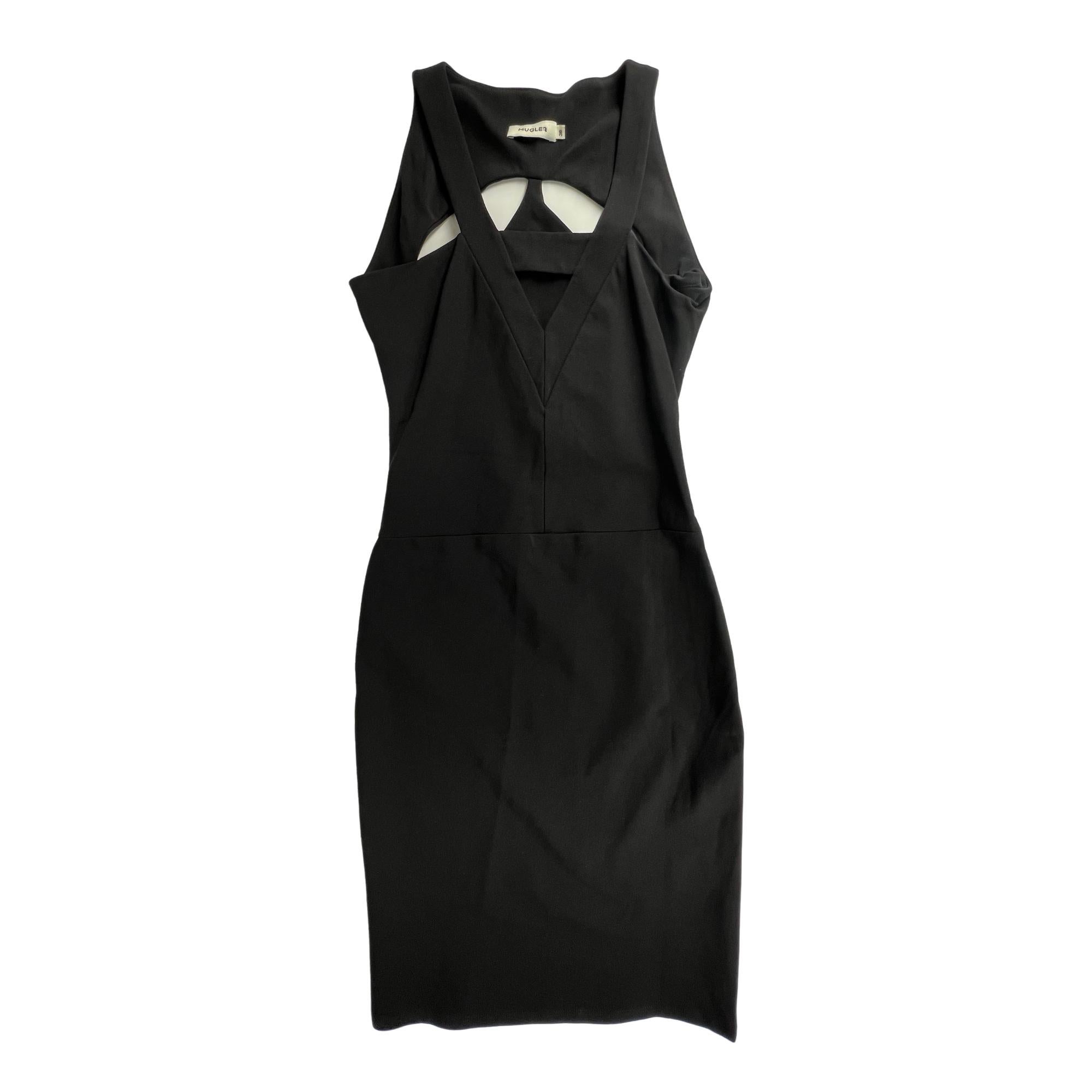 Women's Mugler Black Square Neckline Mini Dress (US4)