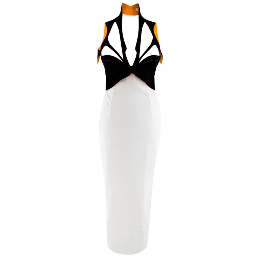 Mugler Black & White Cutout Midi Dress - As worn by Kim Kardashian XS