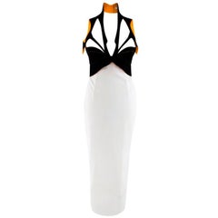 Mugler Black & White Cutout Midi Dress - Telle que portée par Kim Kardashian XS