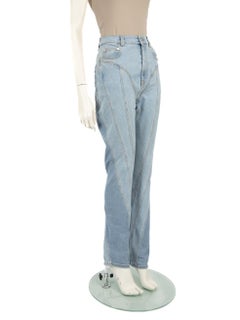 Mugler Blue Denim Slim Fit Panelled Jeans Size XL