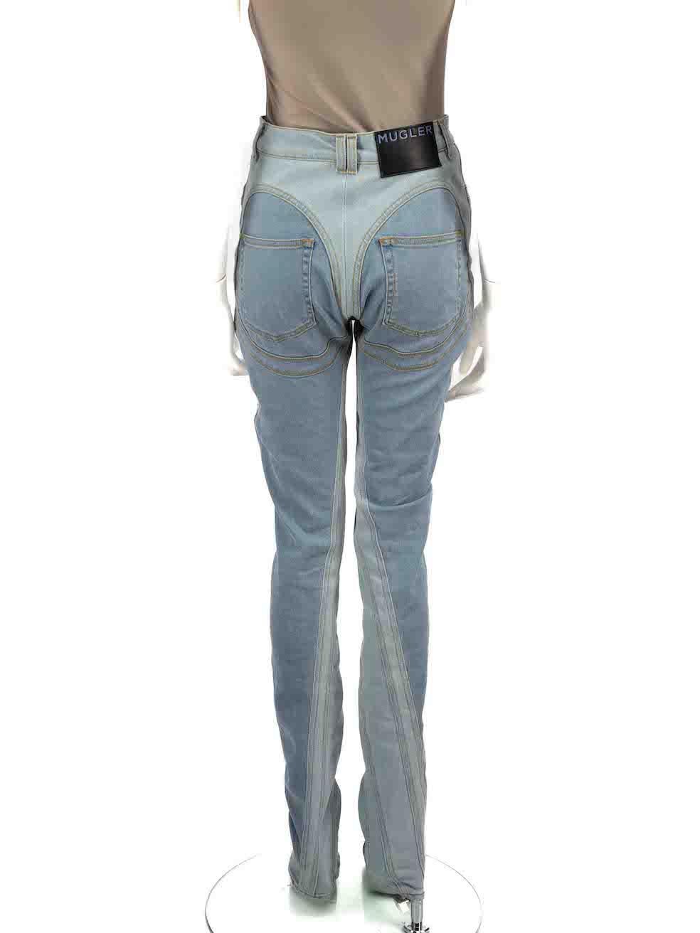 Mugler Blue Mid-Rise Spiral Skinny Jeans Size M In Excellent Condition For Sale In London, GB