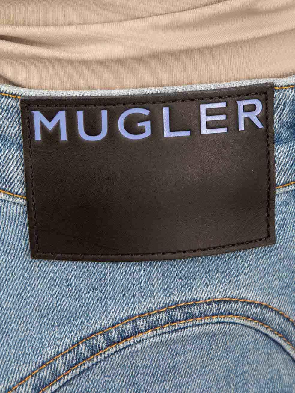 Women's Mugler Blue Sheer Mesh Spiral Skinny Jeans Size M