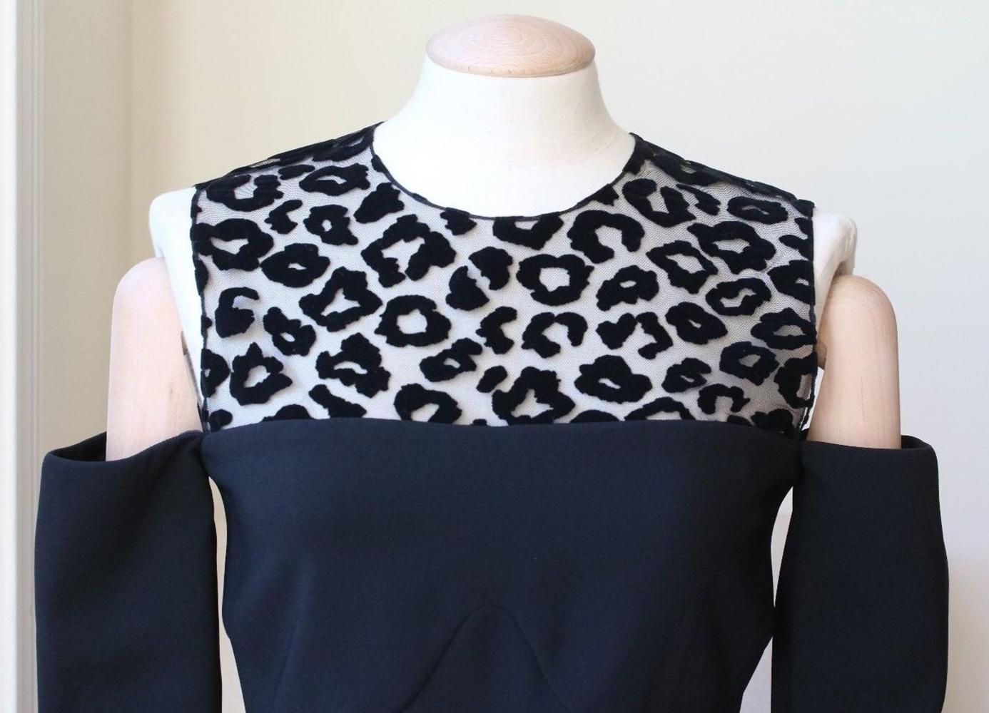 Black Mugler Cady Leopard-Print Velour Dress 