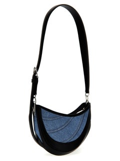 Mugler Calfskin Leather & Denim Shoulder Bag — Multicolor