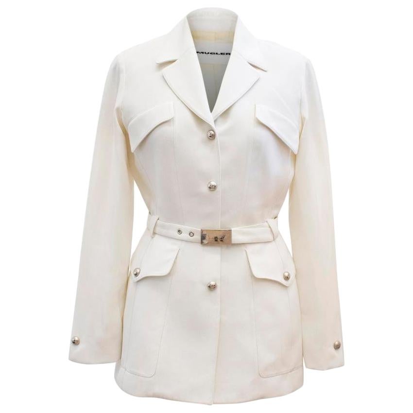 Mugler Cream Jacket Size S For Sale